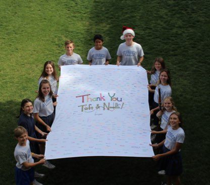 A thank you note from the kids at St. Francis Xavier School